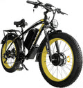 Electric Bike for Adults, 5000W Peak Dual Motor 60V/52V 25Ah/23Ah 20MPH AWD Ebike 21 Speed 26' Fat Tire MTB Hydraulic Disc Brake