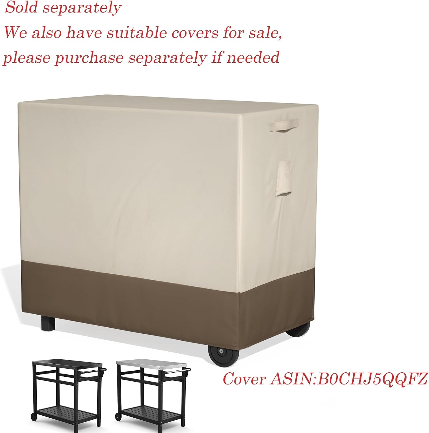 TORVA Outdoor Prep Grill Carts, 303 Stainless Steel Tabletop with High Load Capacity Portable BBQ Table, HDPE Durable Frame 2-Tier Storage Cart, Brown