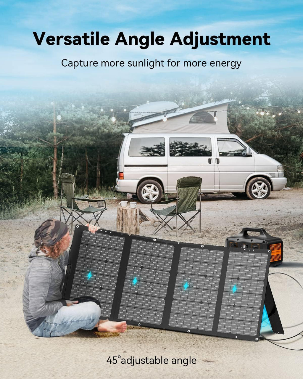 120W Portable Solar Panel, High 22% Efficiency ETFE Foldable Solar Panel Charger with Carry Case, IP65 Waterproof, MC4 Output for Power Station RV Camping Off Grid