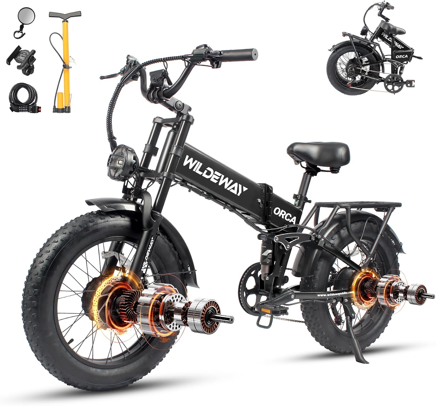 2300W Dual Motor Electric Bike for Adults 48V 20Ah Battery E-Bike 55Miles Long Range 20x4.0 Fat Tire All Terrain Full Suspension Ebike Hydraulic Brake Commuter Mountain Delivery Bicycle 2 Seat