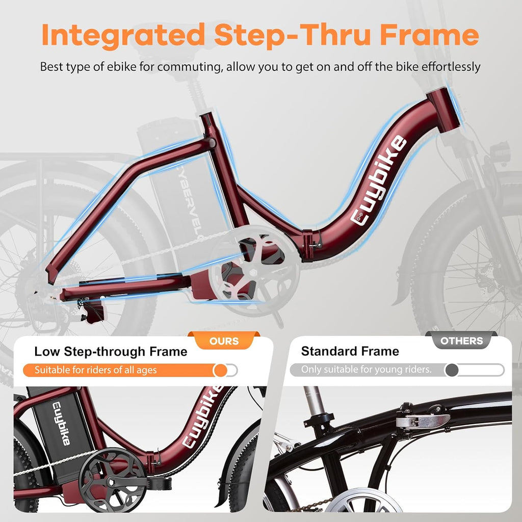 Auloor Foldable Electric Bike for Adults, Peak 1000W Brushless Motor 70Miles City Commuter Ebike, 48V 20AH Lithium Battery, 20' Fat Tire 7-Speed E-Bicycle with Front Suspension Colourful LCD Display