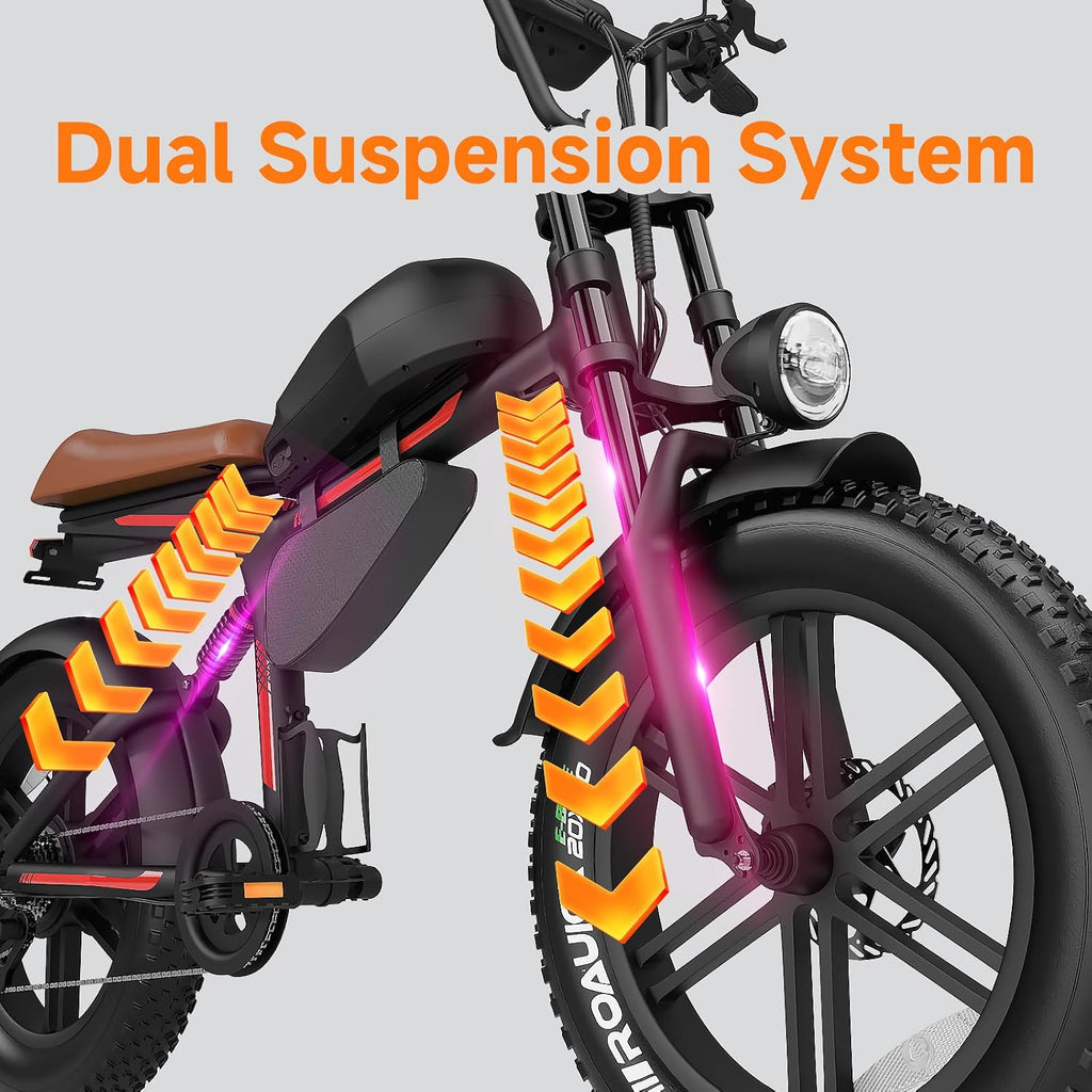 Totem Qnut Electric Bike for Adults 28Mph 1500W, Moped Style Ebike with Fat Tire 48v 18Ah Battery 60 Miles 7 Speed Commuting E-Bike for Men Women Electric Bicycles