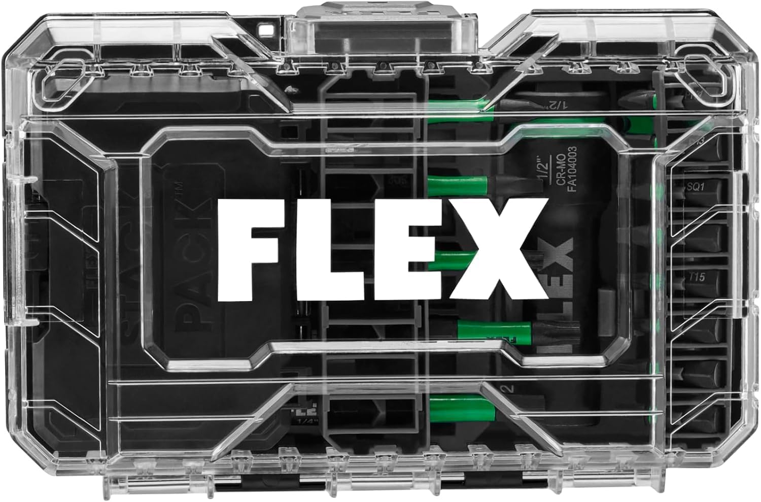 Bundle of FLEX 24V Brushless Cordless 6-Tool Combo Kit: Hammer Drill, Hex Impact Driver, Circular Saw, Multi-Tool, Reciprocating Saw, Work Light+ 45-Piece Impact Driver Bit Set