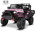 Hikole 24V Ride on Toys for Big Kids with Remote Control, 4X4 400W Battery Powered Truck with Bluetooth, Music, LED Lights, Shock Springs, Safety Belt, Power Wheels 24 Volt for Boys Girls 3-5, Pink