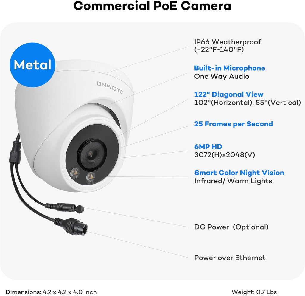 ONWOTE Face Recognition & AcuSearch, 12MP NVR 16 Channel PoE Security Camera System, 12x 6MP Color Night Vision IP Cameras, 4K 6K 16CH Commercial NVR, Total 960ft Cables, Wired CCTV for Business Home