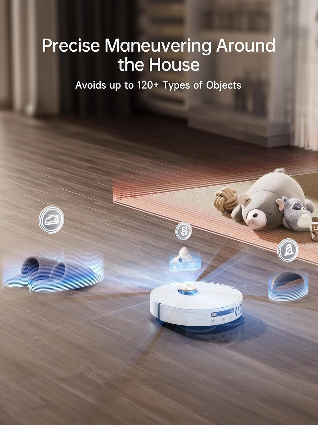 DREAME X40 Ultra Robotic Vacuum with Removable & Liftable Mop, 12,000Pa Suction, 158°F Mop & Washboard Self Cleaning, Auto-Empty, Auto Refill, liftable Brushes White (Renewed)
