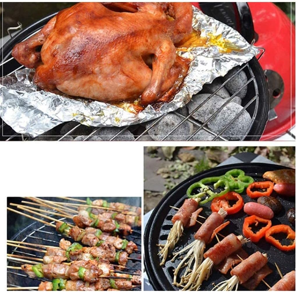 IRYZE Portable Charcoal Grill Round Barbecue Grill with Lid Folding Portable Small Outdoor Charcoal BBQ Grill for Outdoor Cooking Picnic BBQ Grill for Outdoor