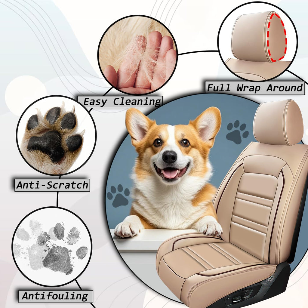 Seat Cover for Audi A3 2006-2025 | Car Seat Covers Front Seats, Waterproof Seat Protectors, Automotive Front Seat Covers (Front Seat, Beige)