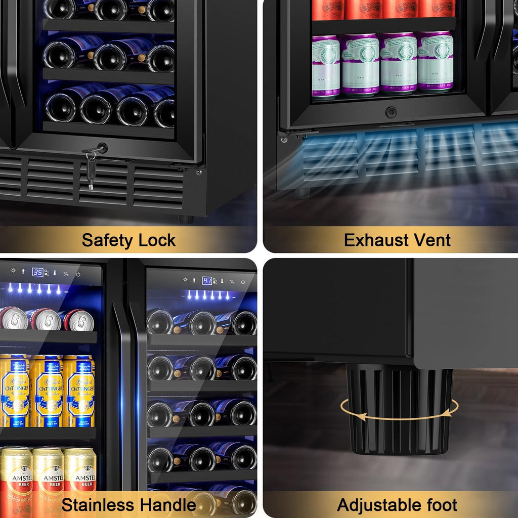 Velivi 30 Inch Wine and Beverage Refrigerator Black- Dual Zone Beverage Fridge Under Counter/Freestanding Drink and Beer Fridge Built-In Home Kitchen Bar or Office
