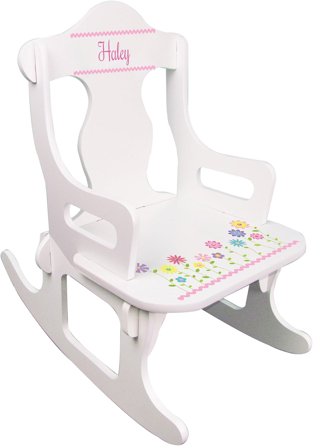 My Bambino Personalized Wooden Rocking Chair for Kids | Child's Puzzle Rocking Chair (Stemmed Flower) | Custom Name Toddler Chair | Baby Shower & Birthday Gift