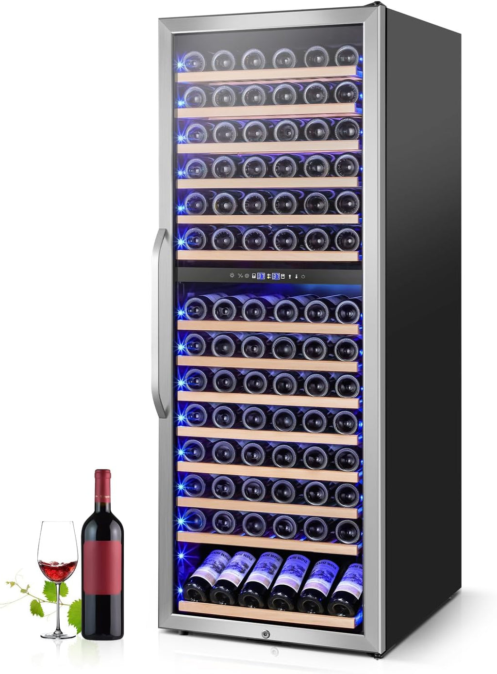 Velivi 24' Wide Dual-Zone Wine Fridge 154-Bottles, Tall Freestanding/Built-in Wine Cooler Refeigerator, Large Capacity Dual Zone Wine Cellar For Wine Collection, Low Noise and Fast Cooling