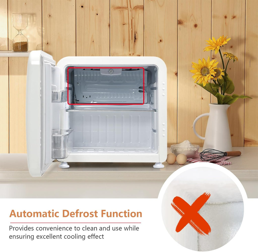 COSTWAY 1.6 Cu.ft Mini Fridge, Compact Refrigerator with Auto Defrost, Single Reversible Door, Adjustable Thermostat for Office, Dorm, Bedroom, Apartment (White)