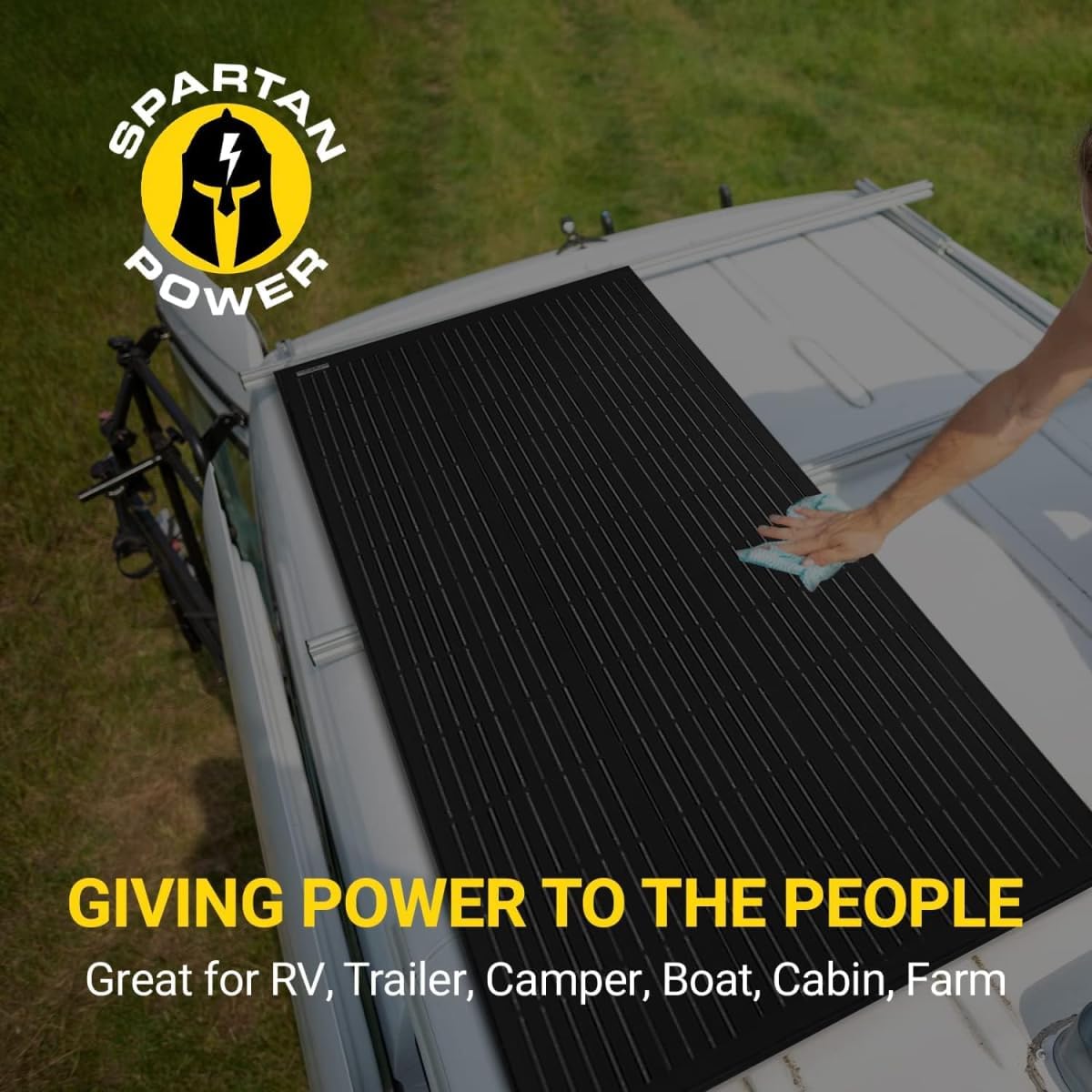 Spartan Power 100 Watt Solar Panel 9 Bus Bar Black Mono with Z Bracket Kit - Great for RV, Trailer, Camper, Boat, Cabin, Farm