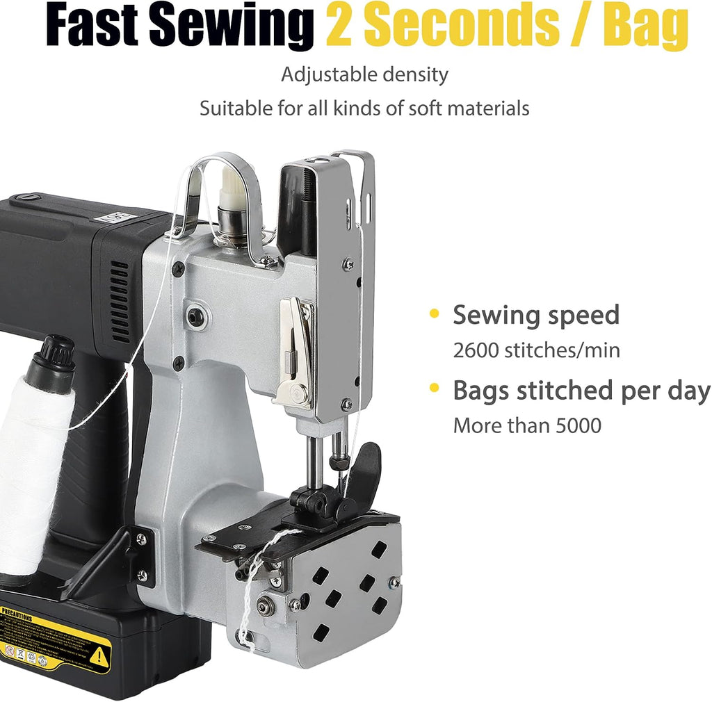 Cordless Bag Closing Machine 2s/bag Bag Sewing Machine Cordless Portable Bag Sewer 8.1Lbs Automatic Woven Bag white