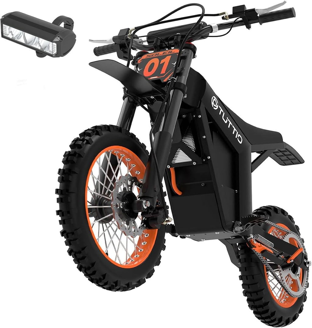 Tuttio Soleil01 Electric-Dirt-Bike for Teens Adults, 14'/12' Fat Tire Peak 3000W Electric-Motorcycle with 48V 21AH Battery Ebike 37MPH Hydraulic Brakes Mountain Off-Road EBike