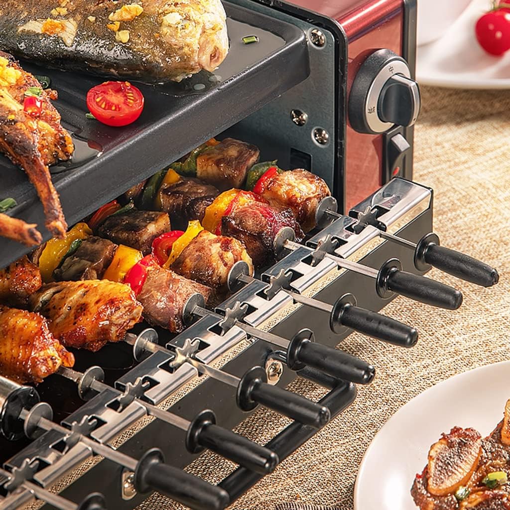 YYDS Hot Pot Household Automatic Rotating Electric Barbecue Grill Removable Hot Pot Roasting and Shabu One-Piece Pot Electric Grill (Color : Red)