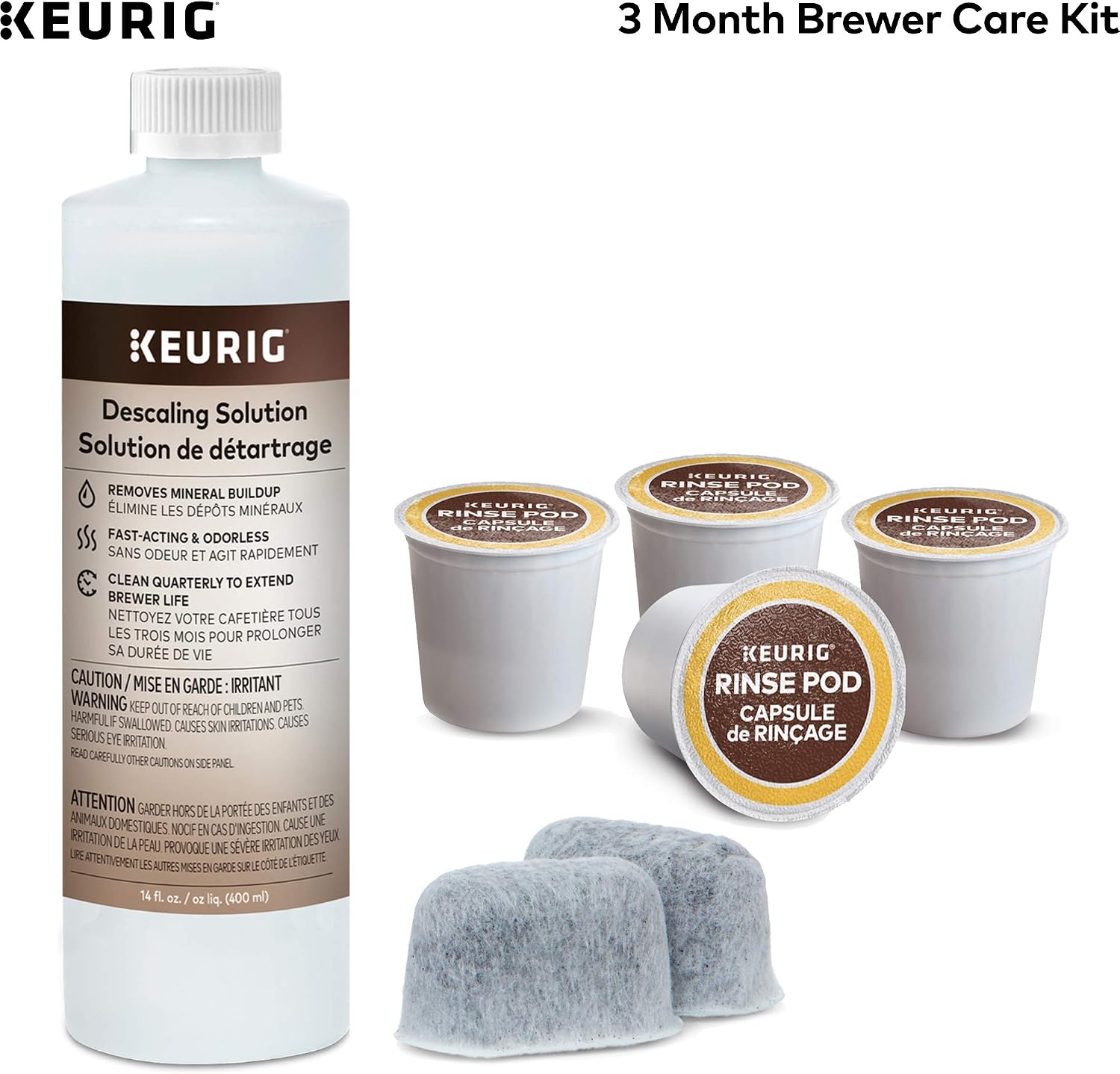 Keurig K-Supreme SMART Single Serve Coffee Maker With WiFi Compatibility, 4 Brew Sizes & 3-Month Brewer Maintenance Kit Includes Descaling Solution, Water Filter Cartridges & Rinse Pods, 7 Count