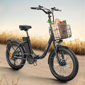 QRONGE Electric Bike, 1000W Peak Folding Electric Bike, 486Wh 70 Miles Range Ebike, Waterproof Removable Battery, 7 Speed, 25 MPH Max, 20' Step-Thru Bicycle with Front Basket