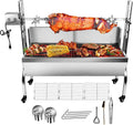 bbq rotisserie grill roaster charcoal roast machine charcoal bearing lamb spit roaster hog roasting machine for outdoor picnic camping height-adjustable (88LBS with baffle)