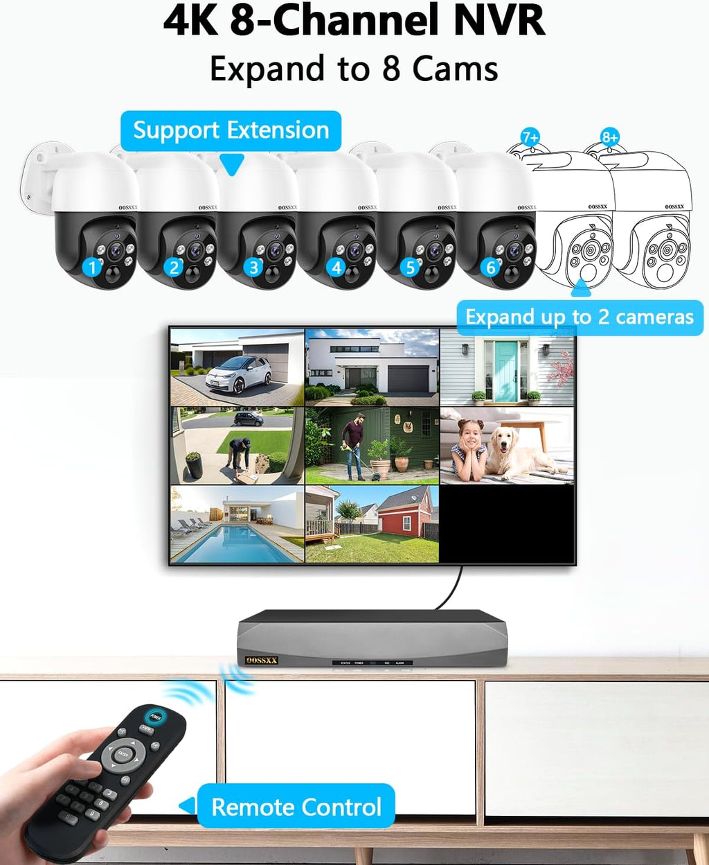 (2026 New) 4K PoE PTZ Security Camera System with 6 Cameras, 8CH NVR 2TB HDD, Wired Outdoor Pan Tilt Cameras, AI Human Detection, 2-Way Audio, No Monthly Fee