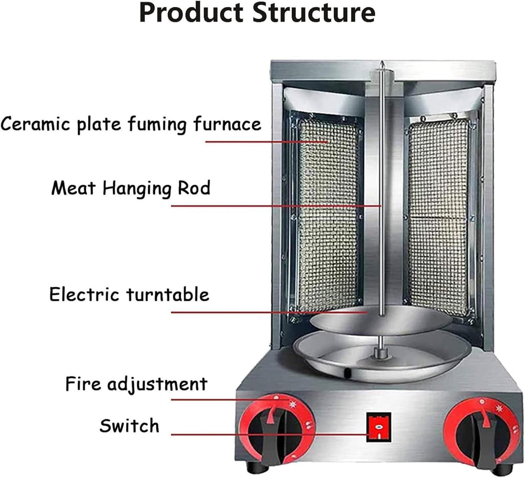 Electric Doner Kebab Machine|Electric Cooking Grill Barbecue Machine|360° Rotating Vertical Rotissery|Vertical Kebab Burner|Temperature Switch|with Electric Kebab Cutter
