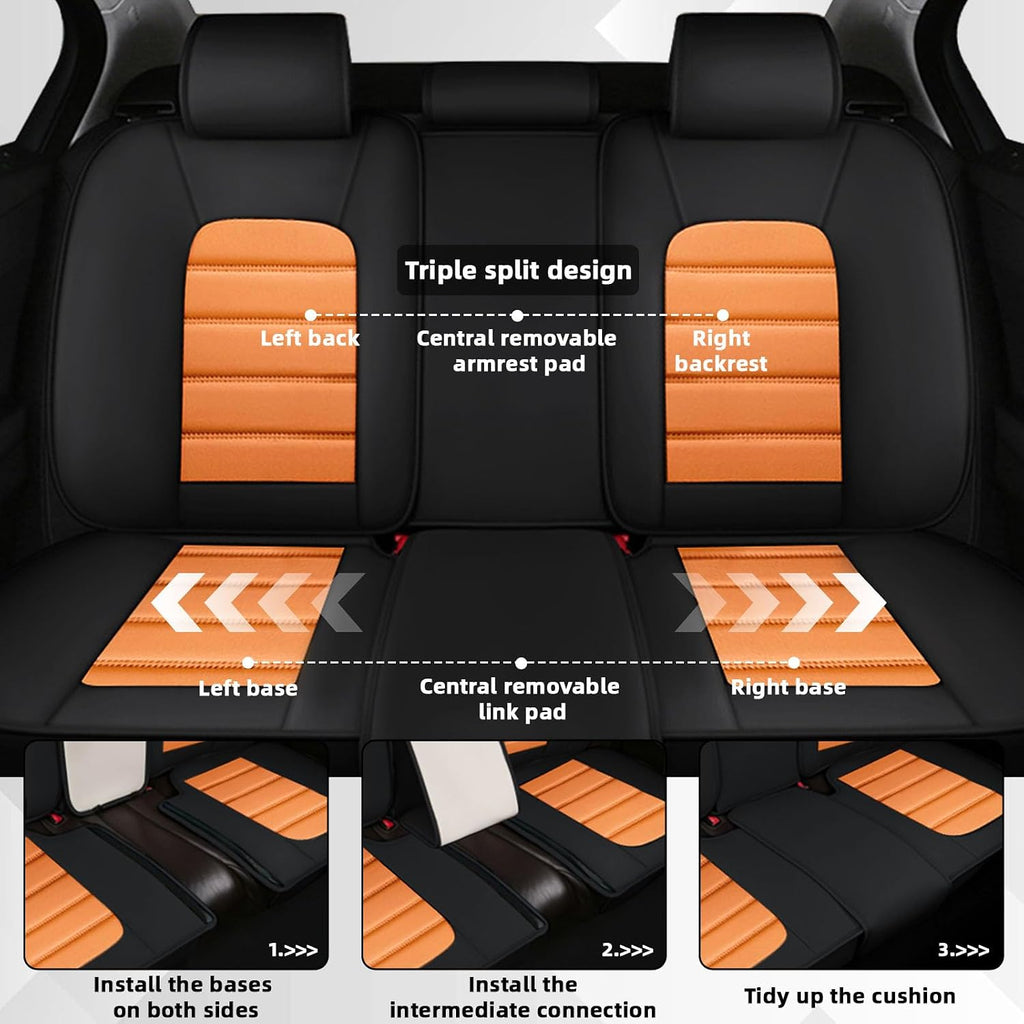 Car Seat Cover Fit for GMC Acadia 2007-2025,Compatible Airbag Non-Slip Waterproof Seat Cover,Car Seat Protector Premium Interior (Standard 5 Seats,Black Orange)