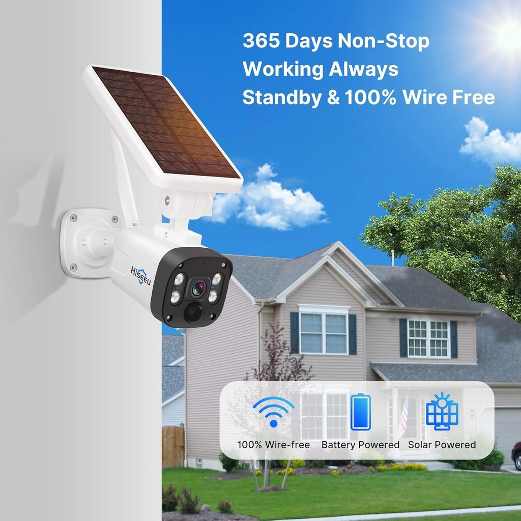 Hiseeu [1TB HDD,4MP Spotlight Solar Home Security Camera System, Bullet Solar Security Cameras Wireless Outdoor,10CH 10 Inch LCD 4K NVR,Smart Human Detection,2-Way Audio,Motion Record