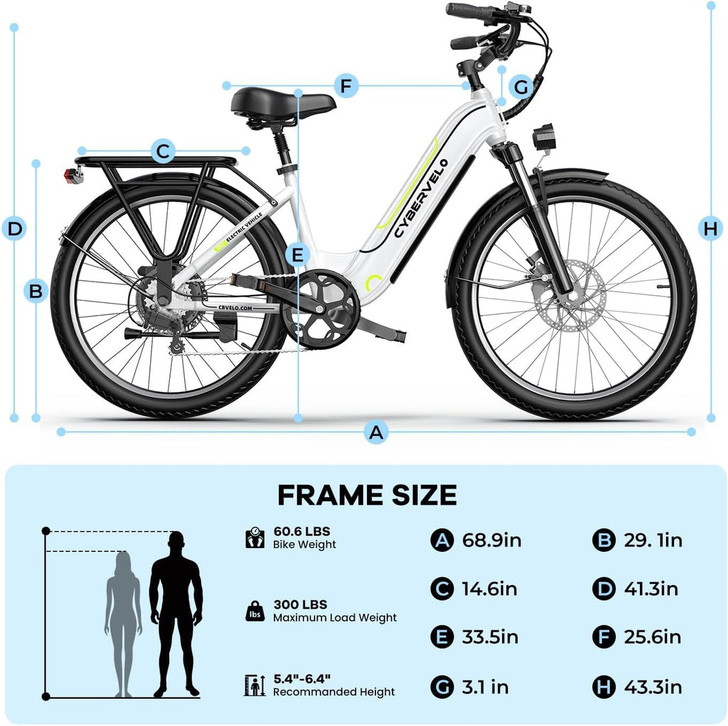 750 Peak Electric Bike for Adults,up 80 Miles Removable Battery Ebike, 26' Electric E Bike with 7-Speed,Adult Electric Bicycles for Commute Beach Snow White Womens All Terrain