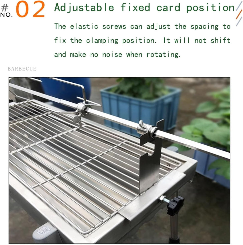 Universal BBQ Grill Rotisserie Kit, Stainless Steel Rotisserie Grill Kit with 4 Prong Meat Forks/Electric Motor, 360° Automatic Rotation, Heights Adjustable, Bear 22~33lb Food, for Outdoor