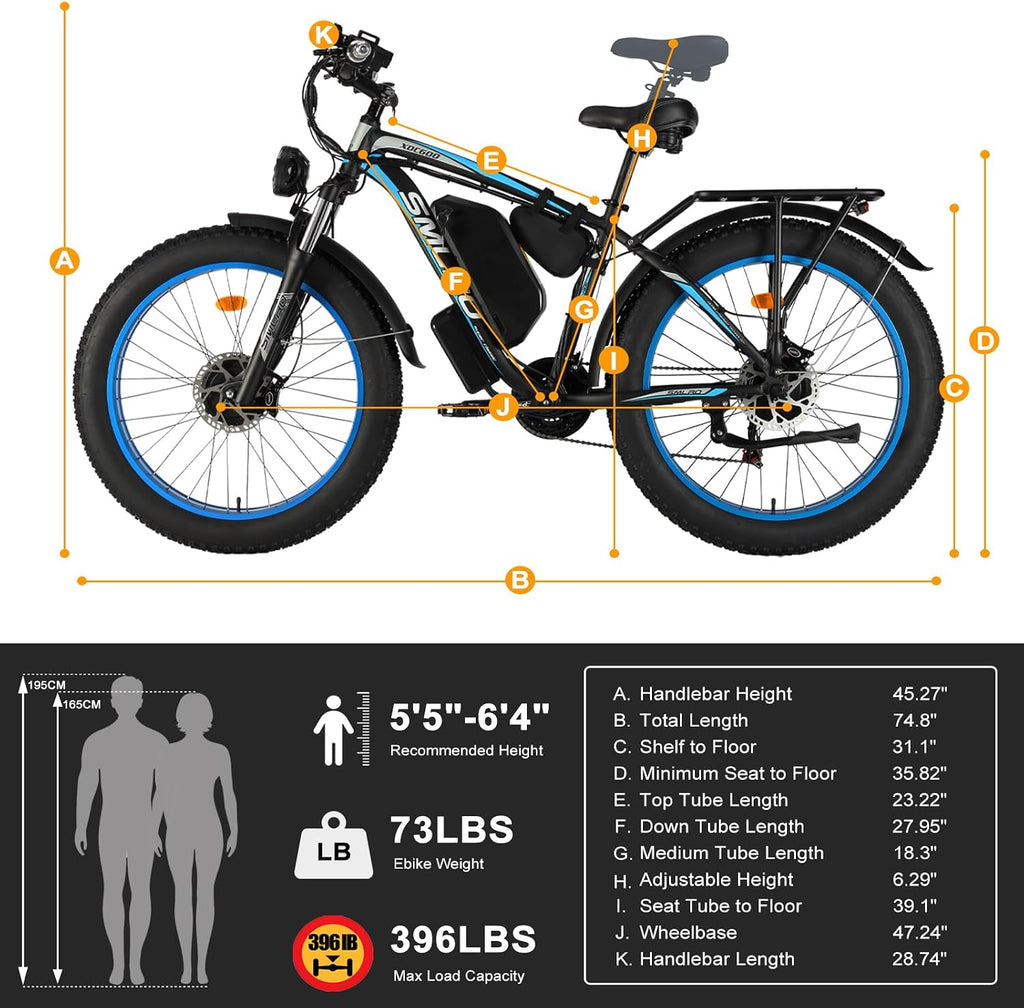 Electric Bike for Adults, 5000W Peak Dual Motor 60V/52V 25Ah/23Ah 20MPH AWD Ebike 21 Speed 26' Fat Tire MTB Hydraulic Disc Brake