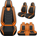 Car Seat Covers Full Set for Honda Civic 2000-2025,Durable Waterproof Luxury Universal,Easy to Install Napa Leather Cover Set for Cars,Full Seats,Black Orange
