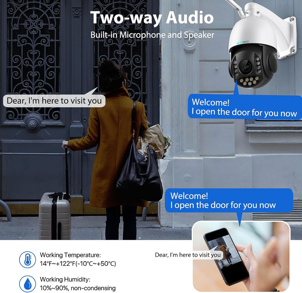 SV3C 4K 36X Zoom PTZ Camera Outdoor, 8MP Dual Band WiFi Security IP Cameras with Floodlight Color Night Vision, Humanoid Vehicle Detection, Auto Tracking,2-way Audio, ONVIF, RTSP,Cloud&SD Card Storage