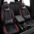 5 Car Seat Covers for Chevy Camaro 2001-2025,Waterproof Seat Covers Full Set with Storage Pockets,Easy to Install Cover Set with Airbag,Auto Vehicle Cushion with Pillows(Luxury,Red,Black)