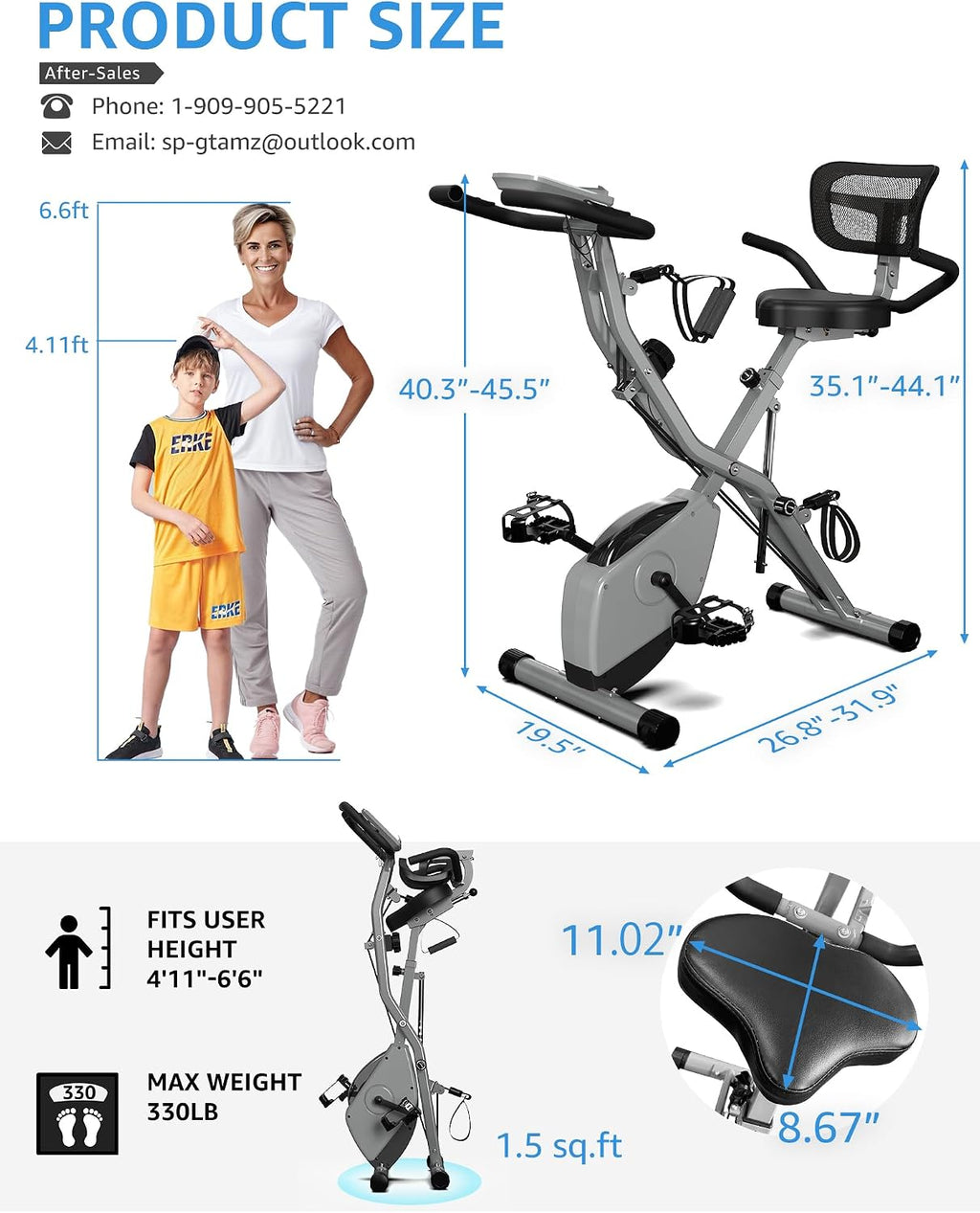 Indoor Exercise Bike Stationary Bikes for Home with 16-Level Magnetic Resistance, Lightweight Foldable Cycling Bike with 70% Pre-Assembled, 260 LBS Capacity, Flywheel of 5.5 LBS for Quiet Home Workout