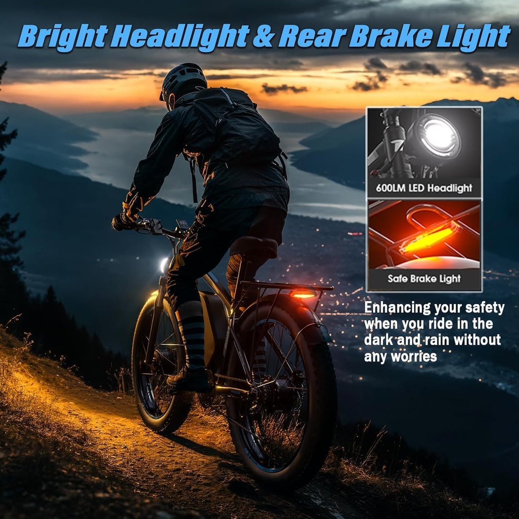 6000W Peak Dual Motor Electric Bike for Adults, 24' Fat Tire Ebikes 52V 32AH, Fast 45 MPH, 100 Miles Long Range, Hydraulic Brake, Pedal Assist Electric Bicycle for Off-Road Mountain Snow Commuter