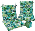 Magpie Fabrics Patio Tufted High Back Chair Cushion 2 Count, Waterproof Fade Resistant Indoor Outdoor Deep Seating Rocking Chair Swing Seat/Back Cushions - Green Palm Leaves