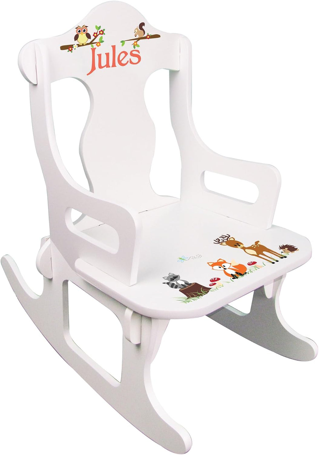 My Bambino Personalized Wooden Rocking Chair for Kids | Toddler Boys Rocking Chair Puzzle Rocker (Woodland) | Custom Name Toddler Chair | Baby Shower & Birthday Gift