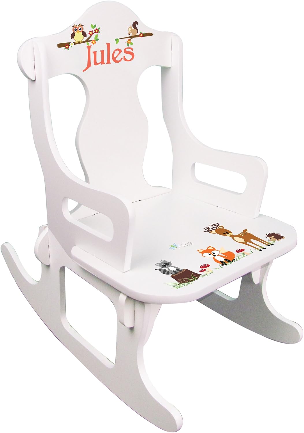 My Bambino Personalized Wooden Rocking Chair for Kids | Toddler Boys Rocking Chair Puzzle Rocker (Woodland) | Custom Name Toddler Chair | Baby Shower & Birthday Gift