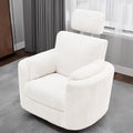 Zenosyne Power Swivel Recliner Rocking Chair Nursery Glider Rocker with Headrest, USB and Type-c Port, Corduroy Electric Reclining Sofa Chair Arm Chair for Living Room (White)