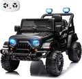 MINIATURE MOTORS 12V Kids Electric Ride on Truck Car Remote Control, Twin 35W Motors 3.5MPH Max Speed, Bluetooth Music Player, 4 Wheels Suspension LED Lights Safety Belt, Gift for Boys & Girls-Black