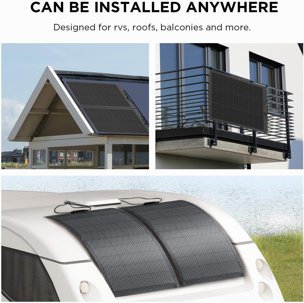 EF ECOFLOW 100W Flexible Solar Panel with High Efficiency Solar Modules, IP68 Waterproofing, Ideal for Off-Grid Solar Panel Kits, PV Charging, Power Kits & Ecosystem