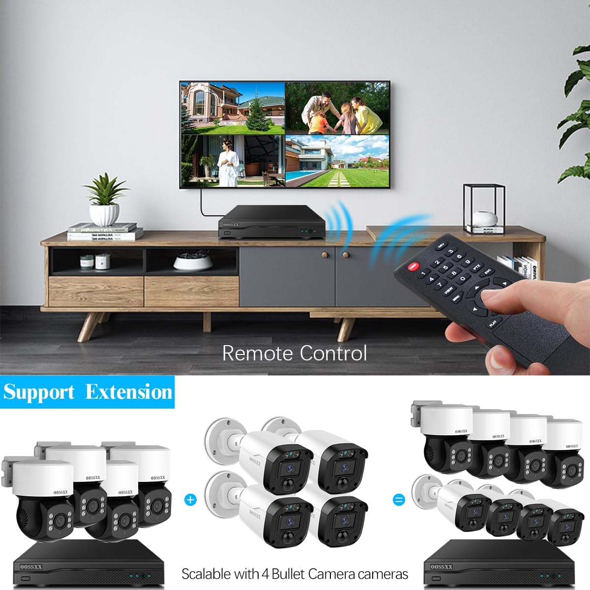 OOSSXX PTZ Full HD HD-Wired Outdoor Security Camera System Indoor House Dome PTZ 360 Camera Home DVR Systems Video Surveillance CCTV Cameras