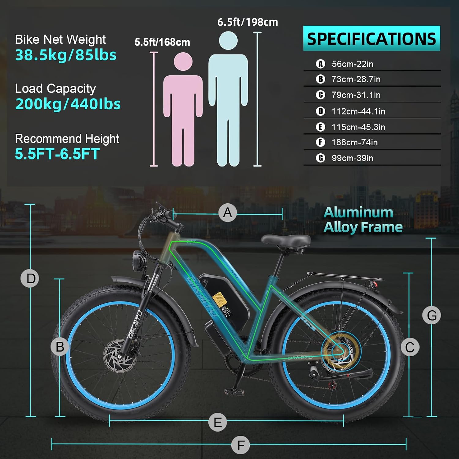 Electric Bike Peak 2000W Motor, UL Certified, 48V 22.4AH Removable Battery, 24' Fat Tire Ebikie All-Terrain, Aluminum Frame, Dual Hydraulic Suspension.LCD Display