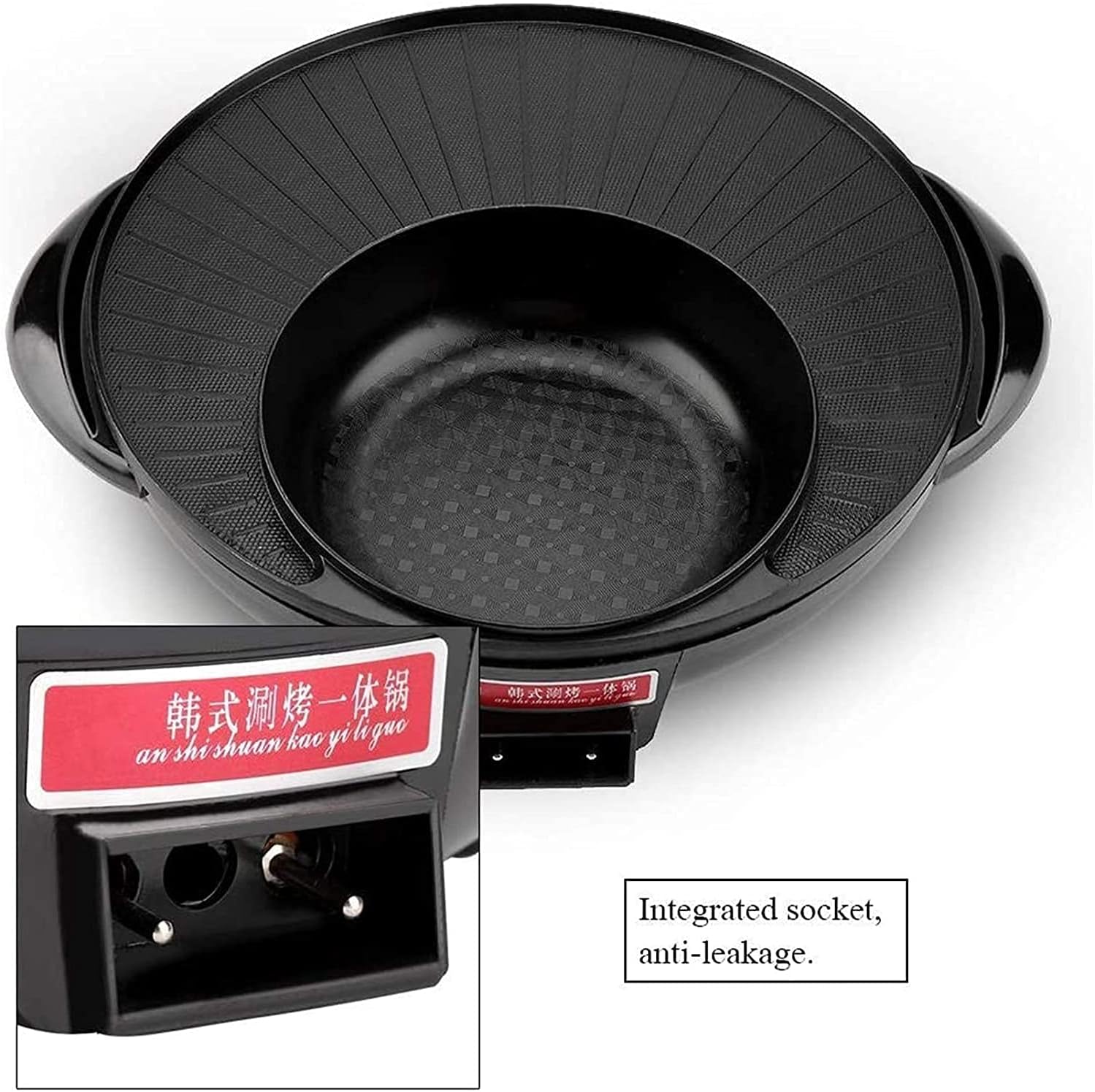 2 In 1 Electric Pan Hot Pot-Multi-functional BBQ Frying Cook Grill Korean non-stick pan Kitchen