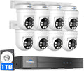 Hiseeu 3K PTZ Wired Security Camera System Outdoor with Color Night Vision,Audio,8 x 5MP IP67 CCTV Cameras,5MP DVR 8CH,1TB HDD,360°Coverage,Person/Vehicle Detection,Alarm Spotlight,24/7 Recording