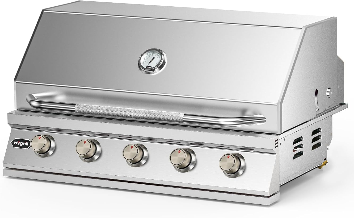 Hygrill STD Series 40-Inch Built In Grill, Stainless Steel 5-Burner Grill Head for Outdoor Kitchen, 70,000 BTU, Liquid Propane