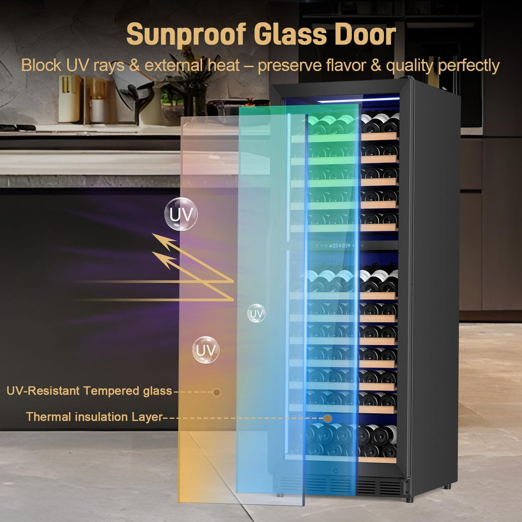 Velivi 24' Inch Dual-Zone Wine Fridge, Freestanding/Built-in Wine Cooler Refeigerator, Large Capacity Tall Wine Cellar For Wine Collection, Wine Chiller with Safety Lock, Low Noise and Fast Cooling