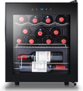 Mini Wine Fridge Freestanding, Cooler Refrigerator 15 Bottle w/Digital Control, Countertop for Red & White, Glass Door Black (ST-15045-R)