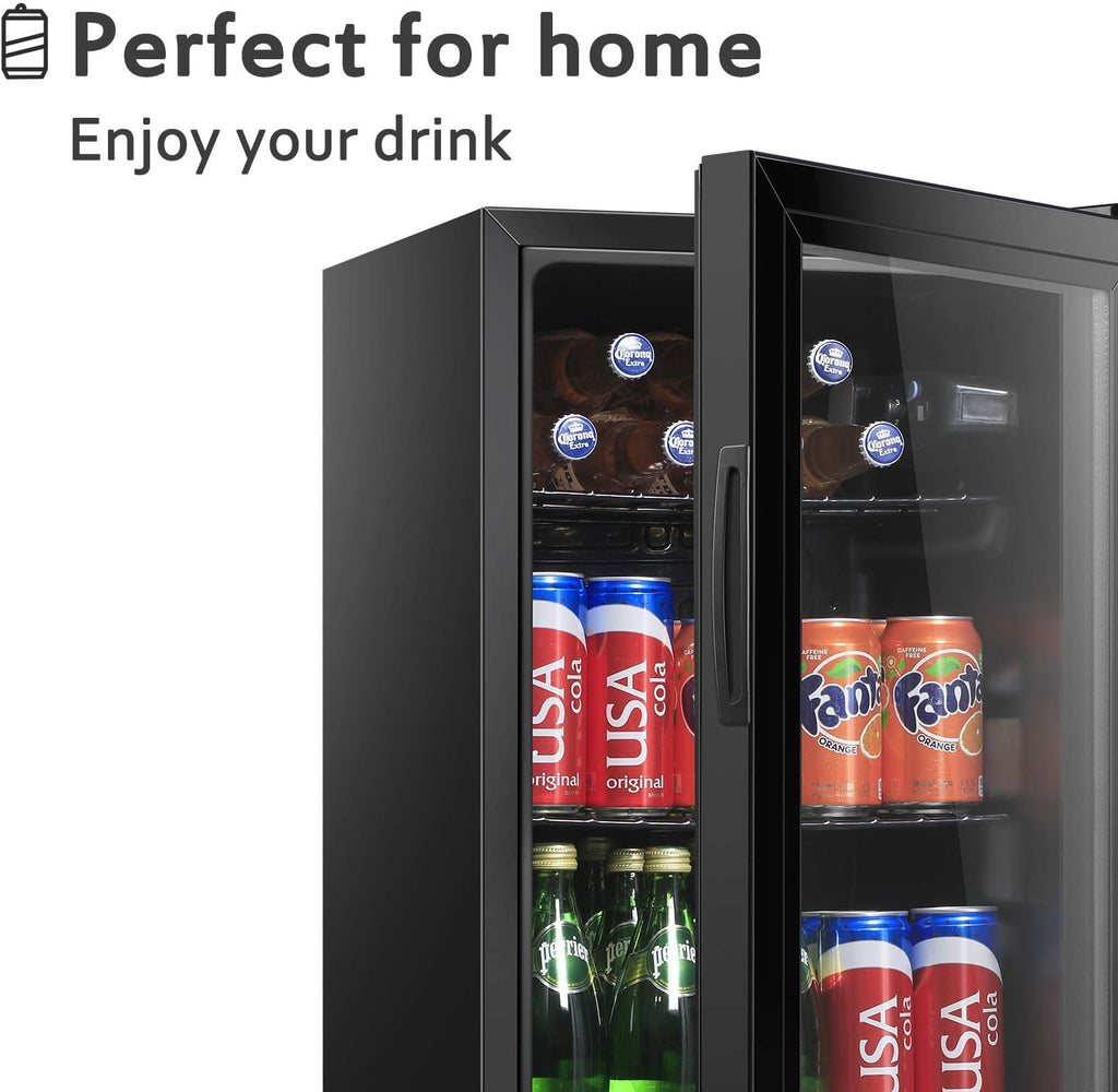 HAILANG 3.2 cu.ft Beverage Refrigerator Cooler, Mini Fridge with Glass Door for Beer Soda or Wine, Perfect for Home,Bar, Office