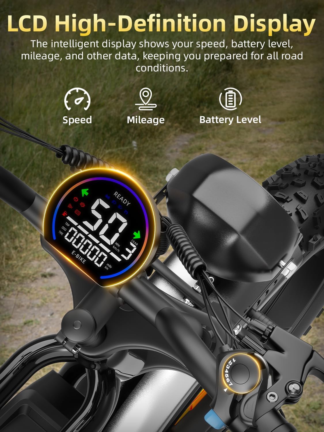 Rideon Electric Bike for Adults,1500W Peak Motor Ebike, Up to 120Miles 32MPH, Fat Tire Electric Bike with 48V 13AH /20AH/25AH Removable Battery